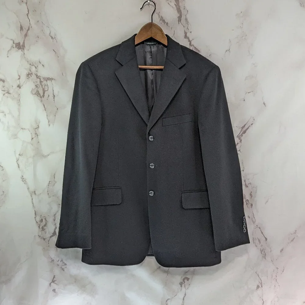 J Crew Blazer Mens Medium Black Velvet 3 Button Suit Jacket Sport Coat